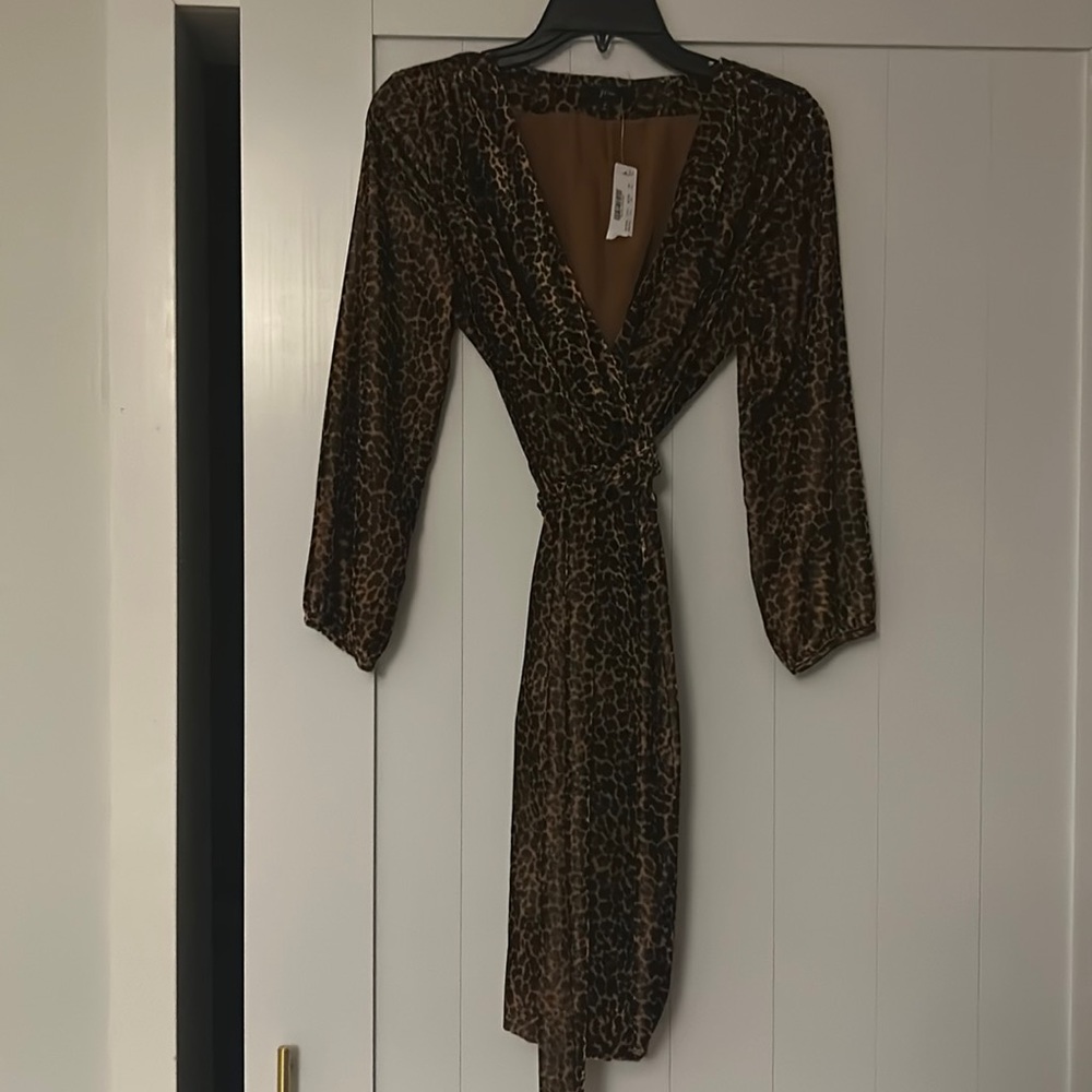 J. Crew velvet leopard print dress black brown size 0